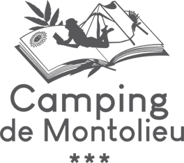 Logo van camping Montolieu, vlakbij Carcassonne in het departement Aude.